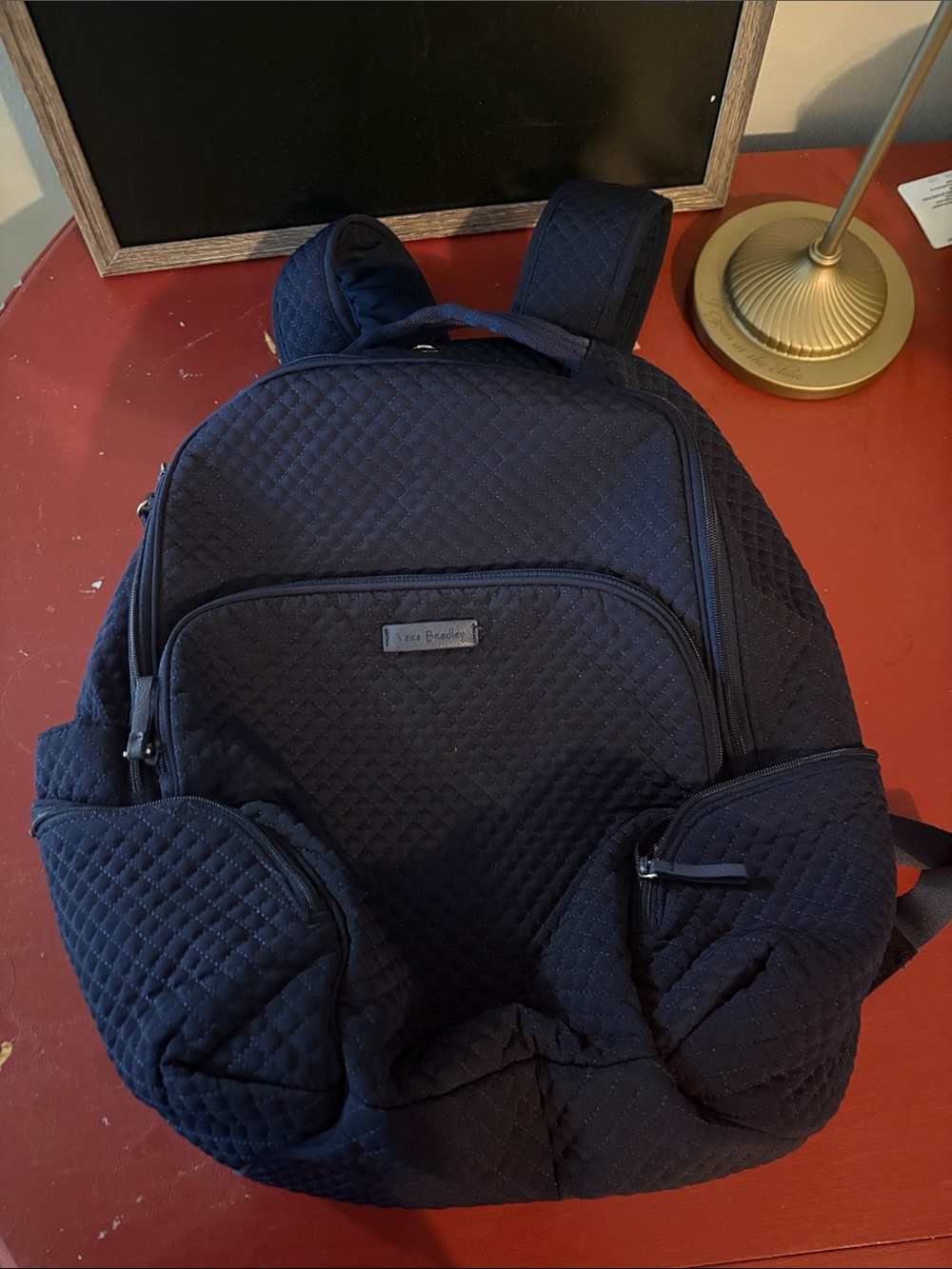 Vera Bradley Quilted Navy Backpack with Front Pockets